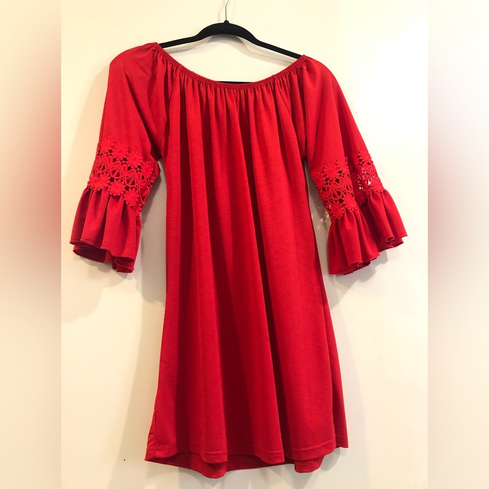 Red tunic off shoulder shirt/dress